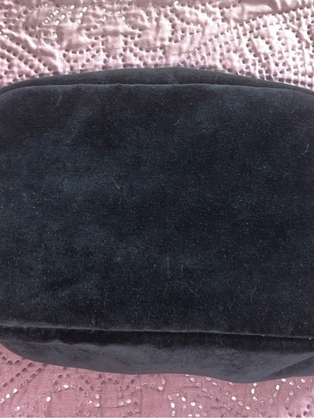 Embroidered Black Velvet Zebra Cosmetic case with Tropical Motif